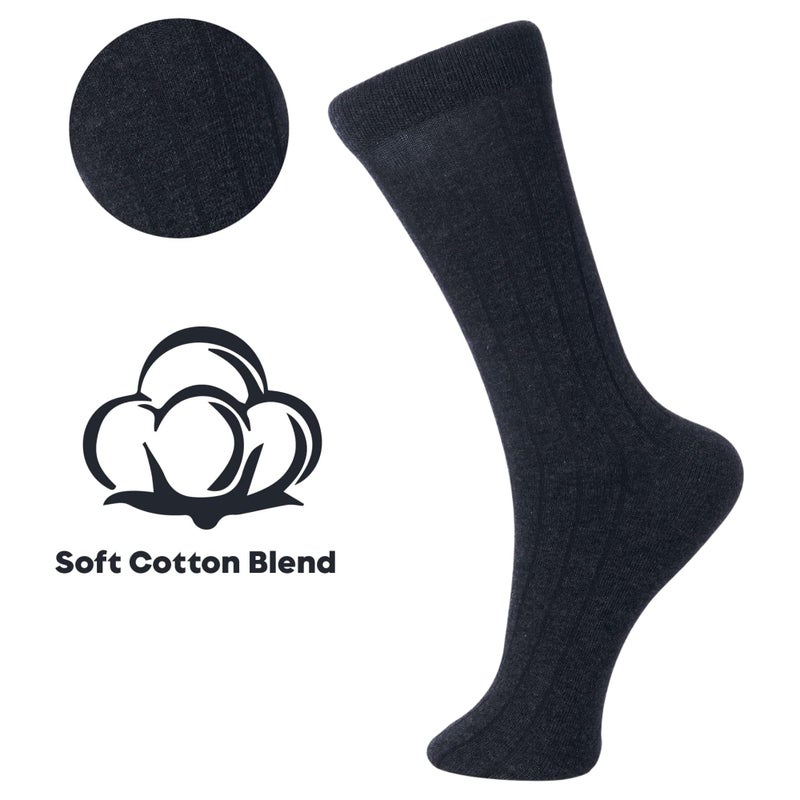 Alpine Swiss Mens Dress Socks 6 Pair Crew Sock Cotton Dress Socks for Men Solid Ribbed Argyle Pattern Multicolor Fun Designs Office Pack - Image 3